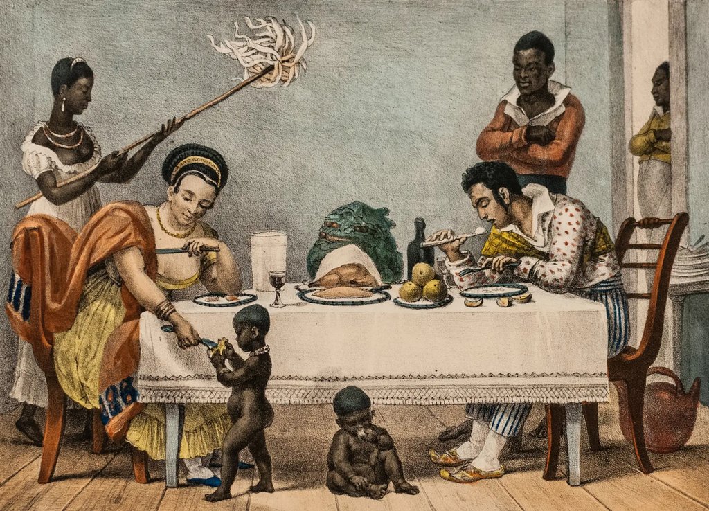 Ilustração de Debret. Família brasileira no Rio de Janeiro.