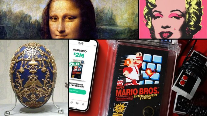 Mona Lisa, Marilyn Monroe, Fabergé Egg e Super Mario Bros respectivamente
