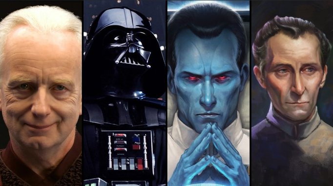 Palpatine, Darth Vader, Thrall e Tarkin respectivamente