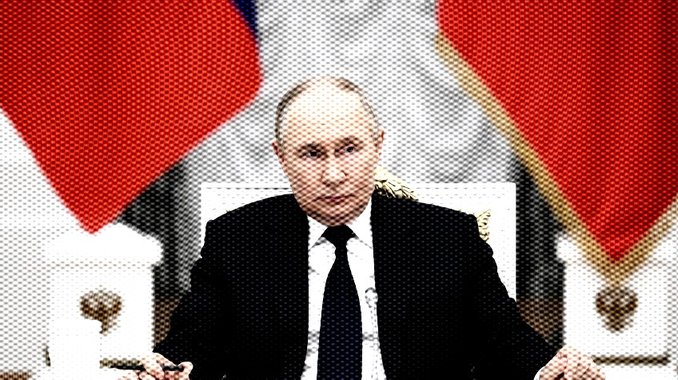 Vladimir Putin numa reunião com empresários