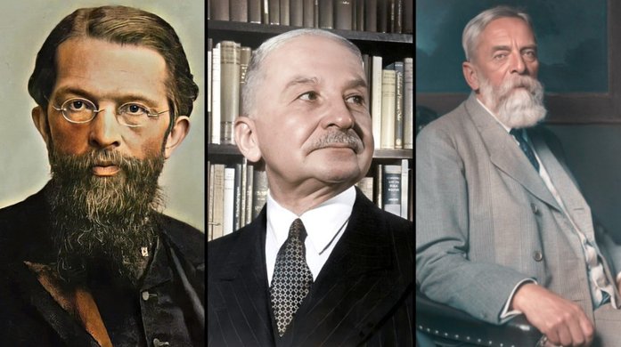 Carl Menger, Von Mises e Von Weiser respectifcamente