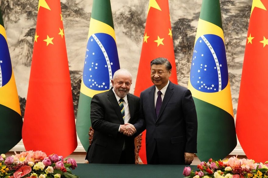Lula e Xi Jinping, simbolica ligação entre os dois governos.