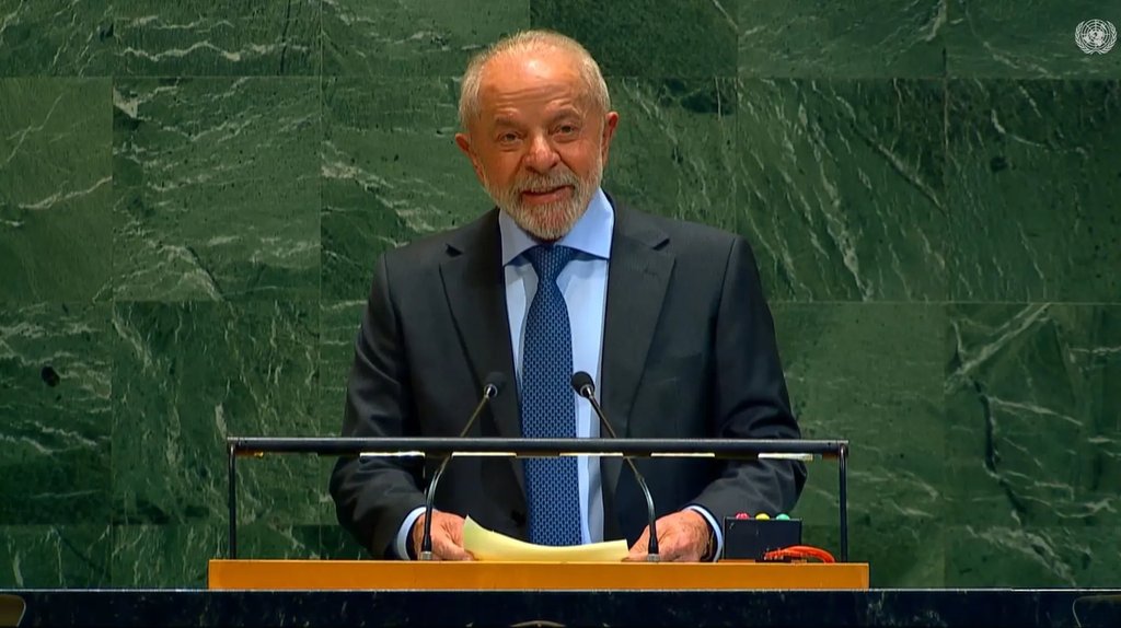 Lula na ONU, foi o primeiro a discursar.