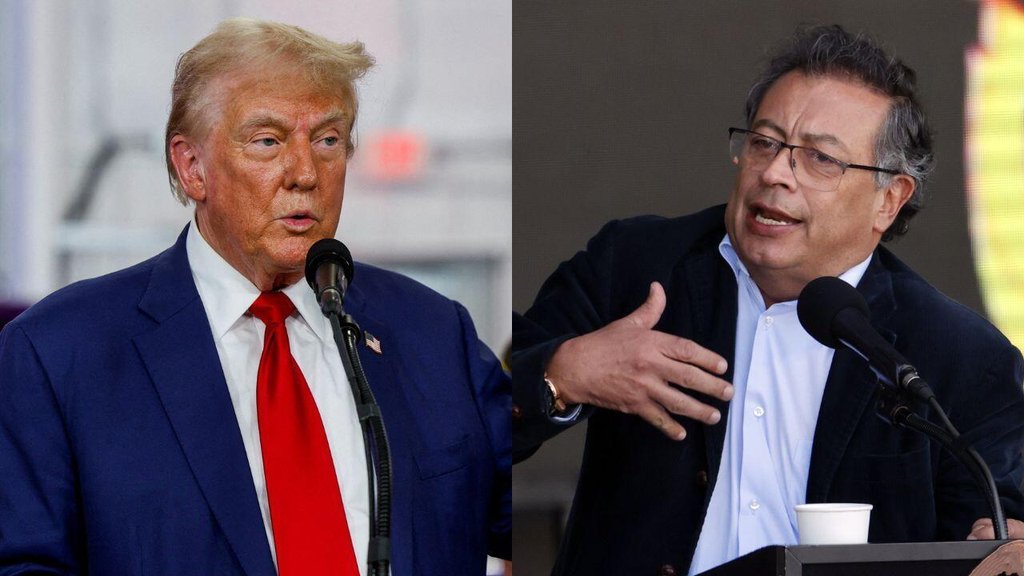 Presidente dos EUA Donald Trump e presidente da Colômbia Gustavo Petro.